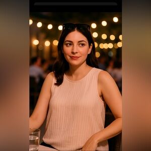 Calvin Klein Women's Pleated Cream Top